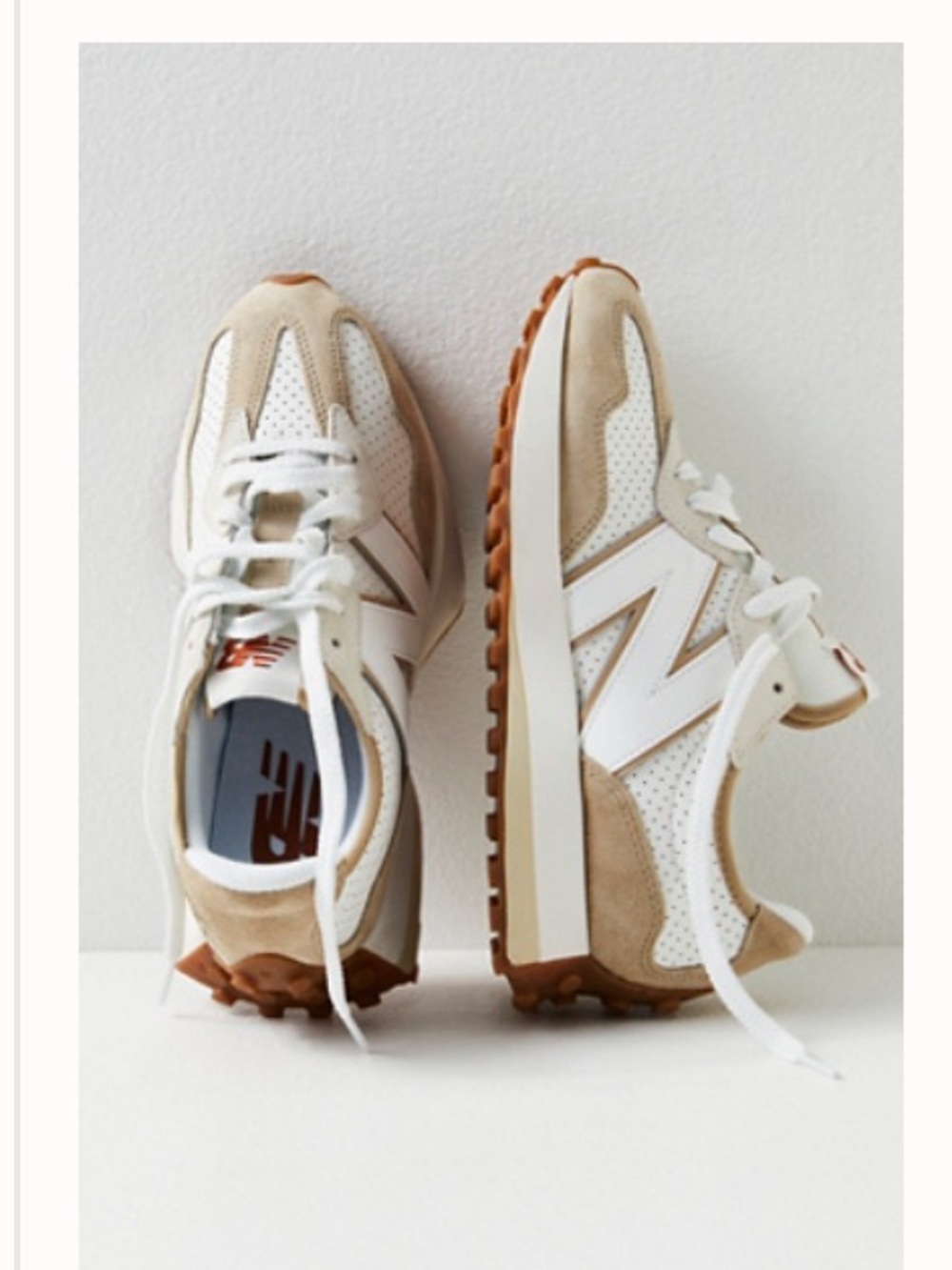 New Balance Women’s 327 Leather Sneakers in Incense / Sea Salt